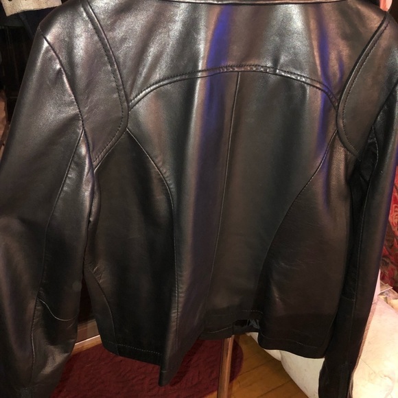Kenneth Cole New York size Large black leather Moto jacket ultra soft pockets - Picture 8 of 10